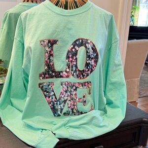 Comfort Colors Mint Green LOVE Tee Shirt Size XL